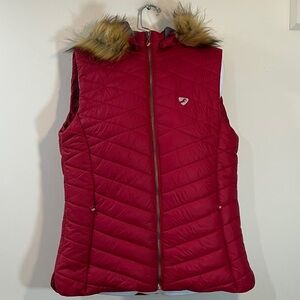 Aubrion Riding Red Quilted Vest with Faux Fur Trim M